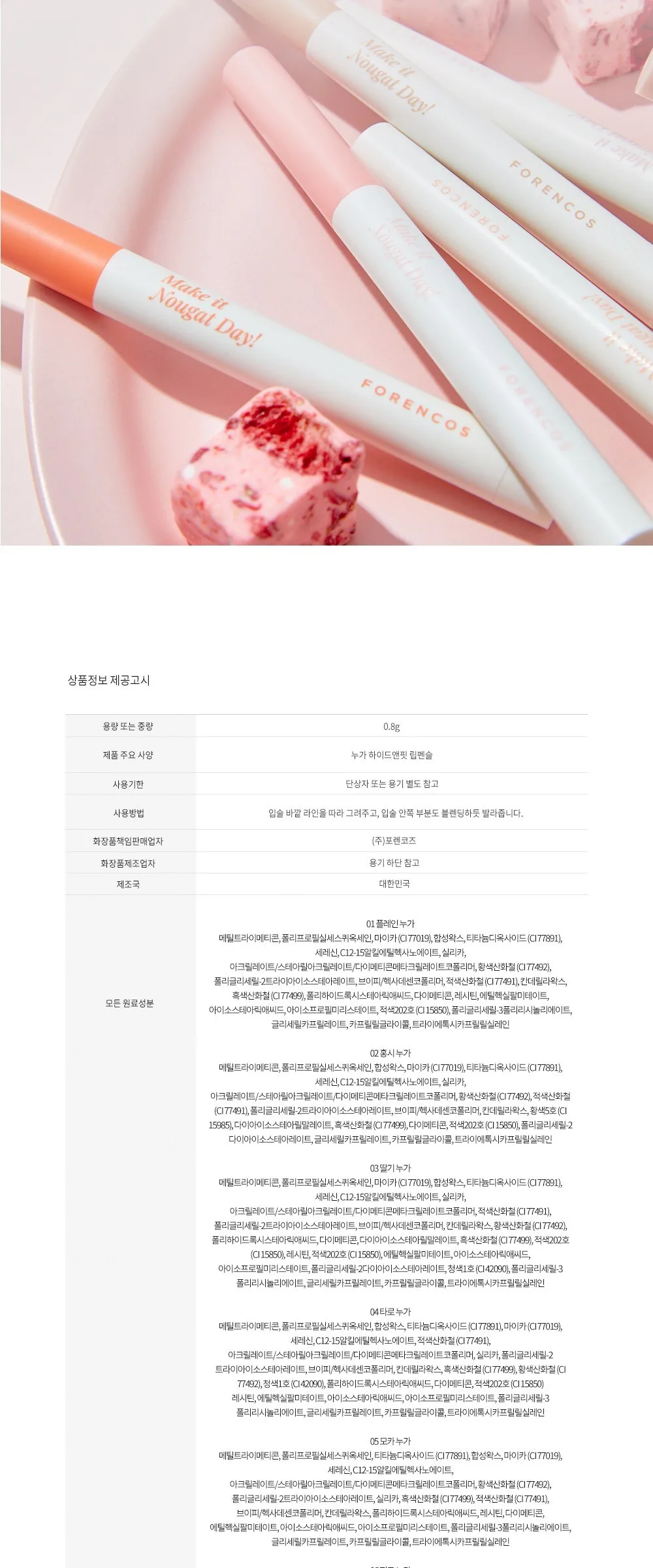 FORENCOS Nuga Hydrate and Fit Lip Pencil 0.8g 06 Pig Nuga Detail