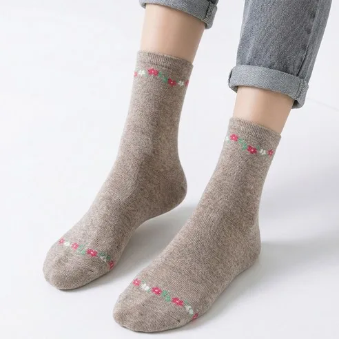 Generic Floral Pure Cotton Non-Binding Non-Slip Socks - 6 Pairs - Made in Korea - Image 5