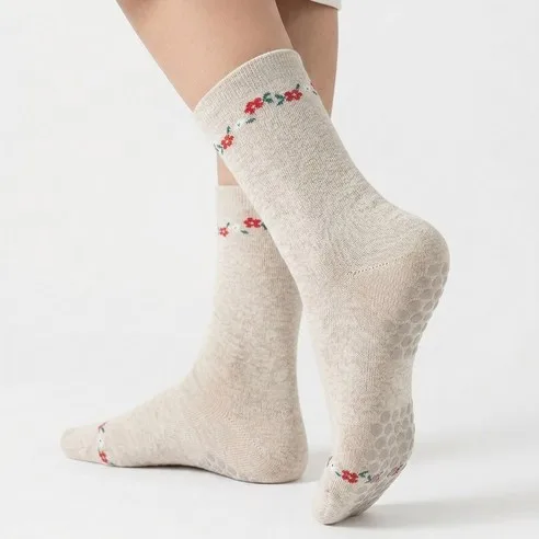 Generic Floral Pure Cotton Non-Binding Non-Slip Socks - 6 Pairs - Made in Korea - Image 7