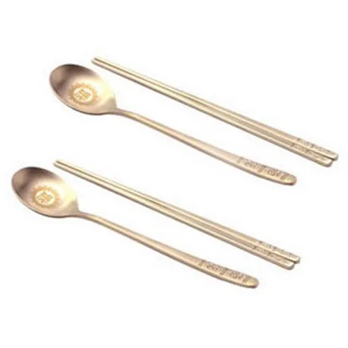 Geochang Yugi Royal Palace Style Brass Spoon & Chopstick Set (2 Pairs)