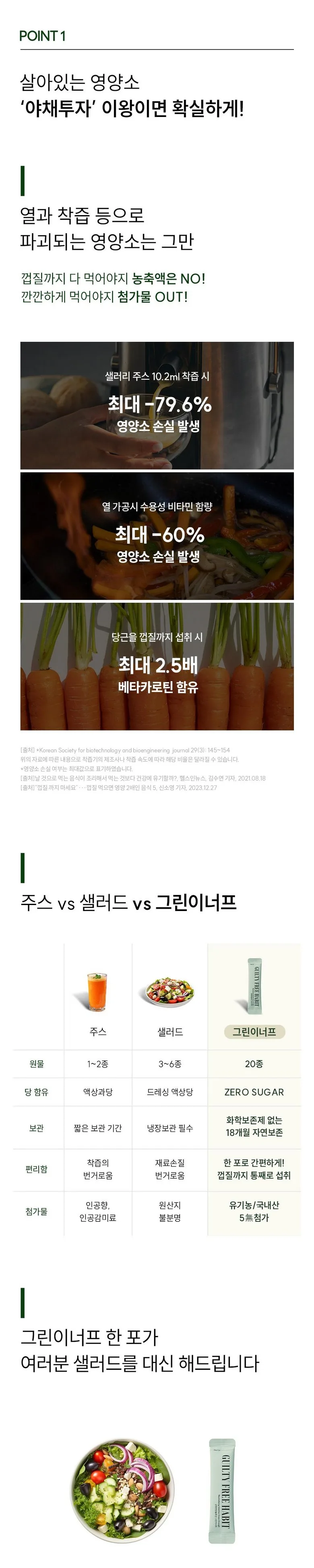 GuiltyFreeHabit GreenEnough Balanced Nutrition Solution Organic Vegan Vegetable Powder 28 Sachets (42g) - Made in Korea Detail