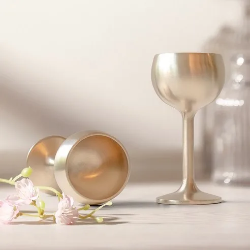 Premium Brassware Soju & Liquor Cups (2pc Gift Set) - Handcrafted Korean Heritage Tableware