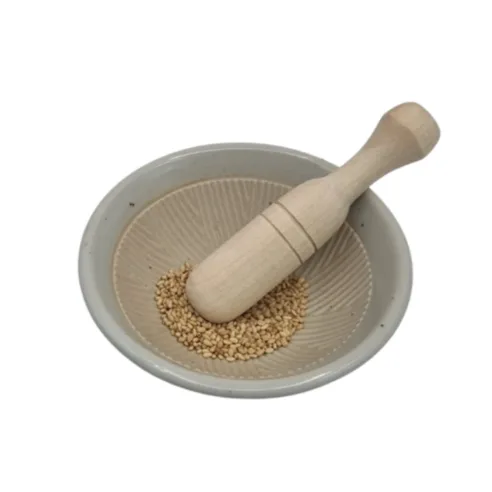 Haepuri Traditional Korean Icheon Ceramic Mini Mortar & Pestle for Sesame Seeds and Spices