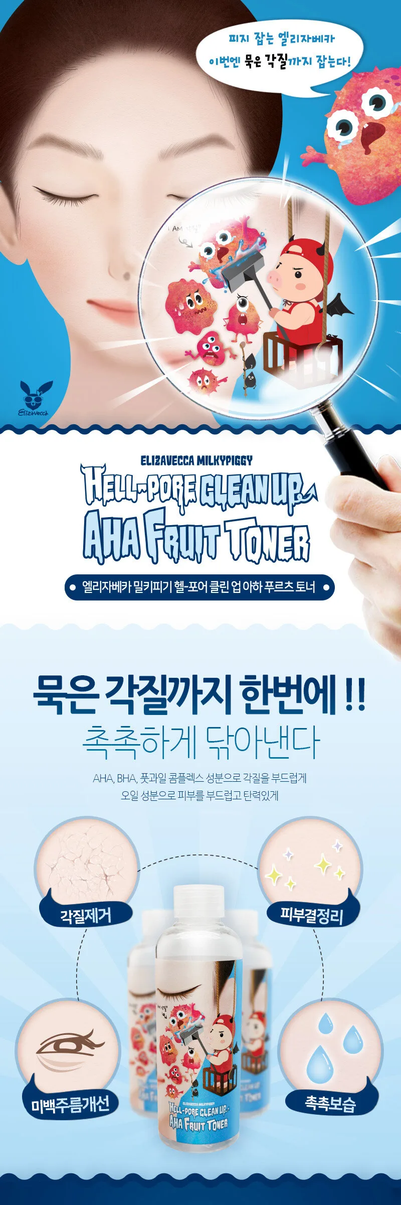 elizavecca Hell-Pore Clean Up AHA Fruit Toner 200ml Detail