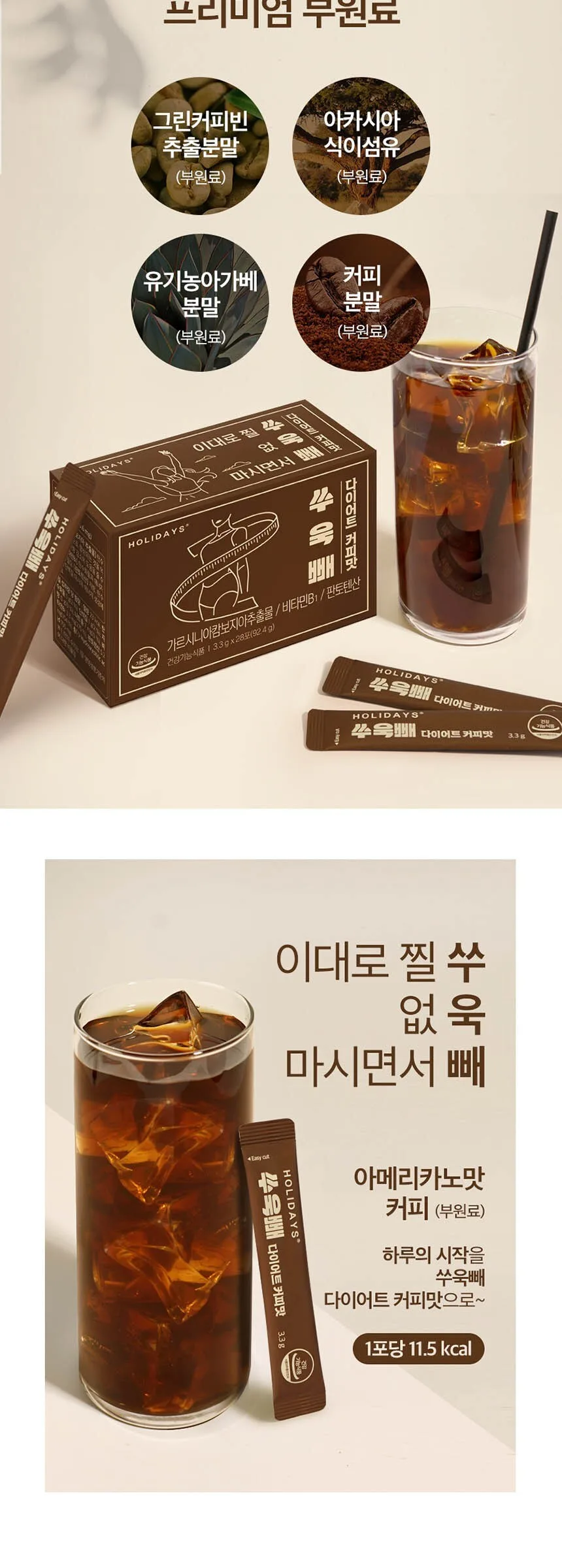 HOLIDAYS Ssuyukppae Diet Coffee Flavor 28 Sticks*92.4g*4packs Detail