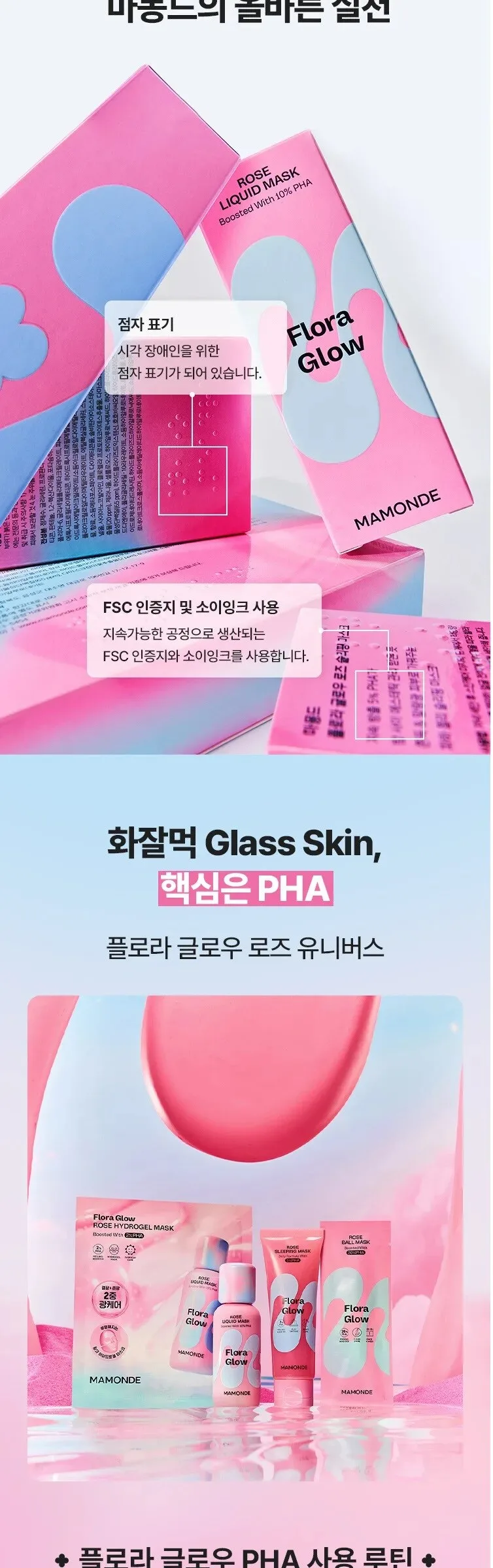 Mamonde Pore Control Peony Liquid Mask 80ml + Flora Glow Rose Ampoule Mask 1 Sheet + Flora Glow Rose Ball Mask 3.5ml – Skincare Bundle Detail
