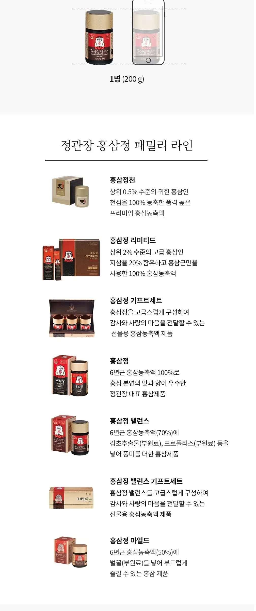 JUNG KWAN JANG HONGSAMJUNG Korean Red Ginseng Extract BALANCE 240g Detail