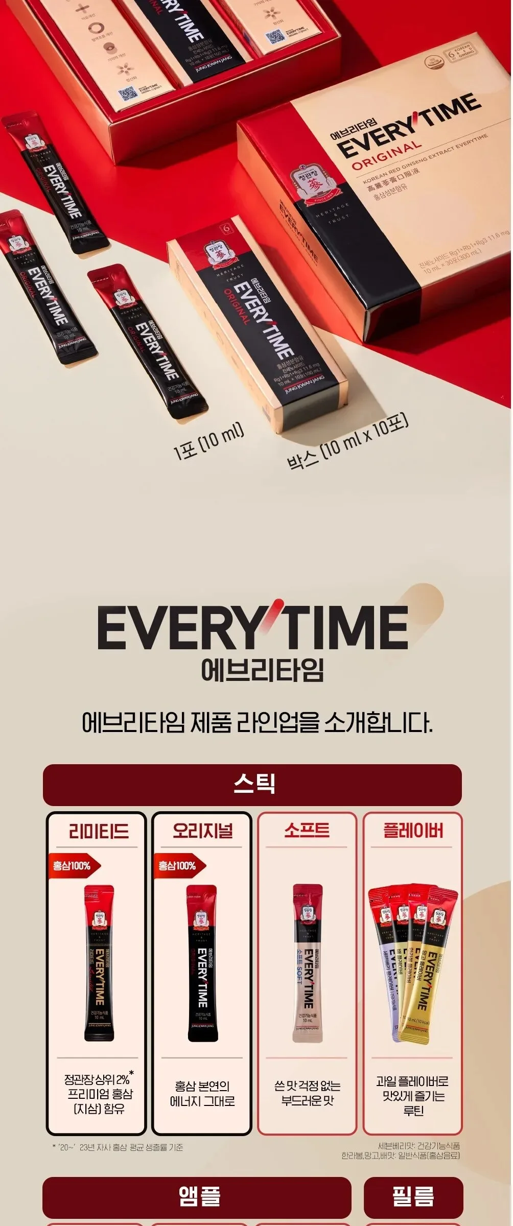JUNG KWAN JANG EVERYTIME ORIGINAL Korean Red Ginseng Extract 10ml x 30 Sticks Detail