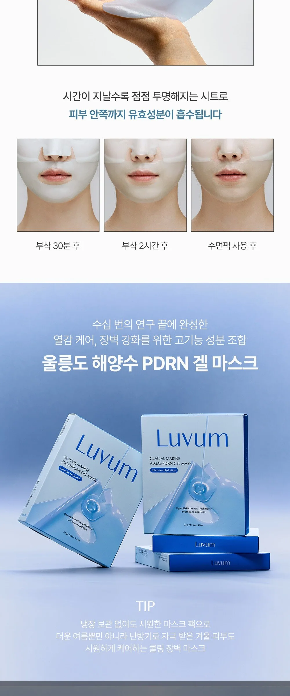 LUVUM Glacial Marine Water PDRN Gel Mask 33g 5 Sheets Detail