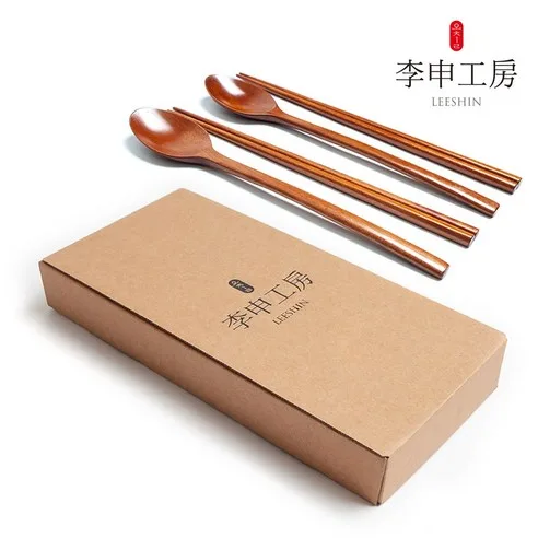 LEESHIN Gongbang Lacquered Wooden Spoon and Chopsticks Set – Min, with Case - Made in Korea - Image 2