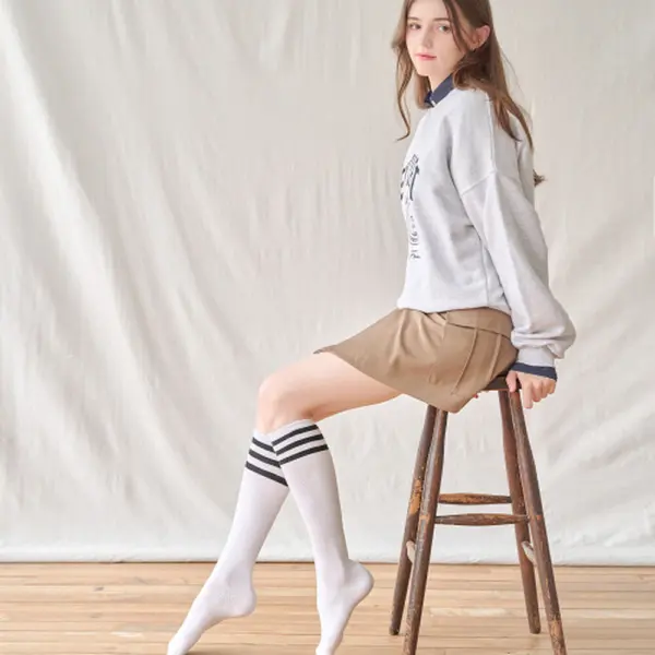 Lululela Basic Three-Stripes Knee Socks 4 Pack