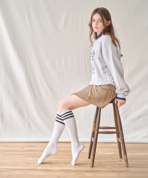 Lululela Basic Three-Stripes Knee Socks 4 Pack