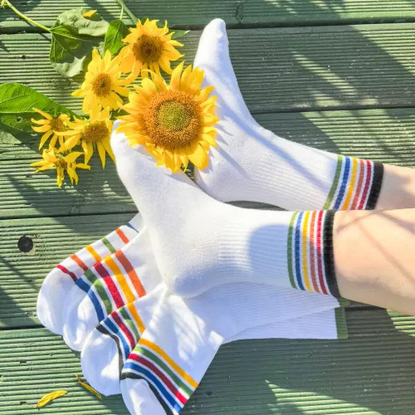 Lululela Colorful Banding Crew High Socks 5pack