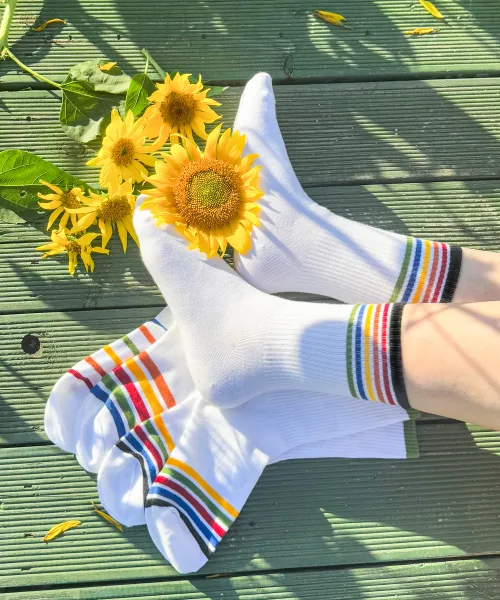 Lululela Colorful Banding Crew High Socks 5pack