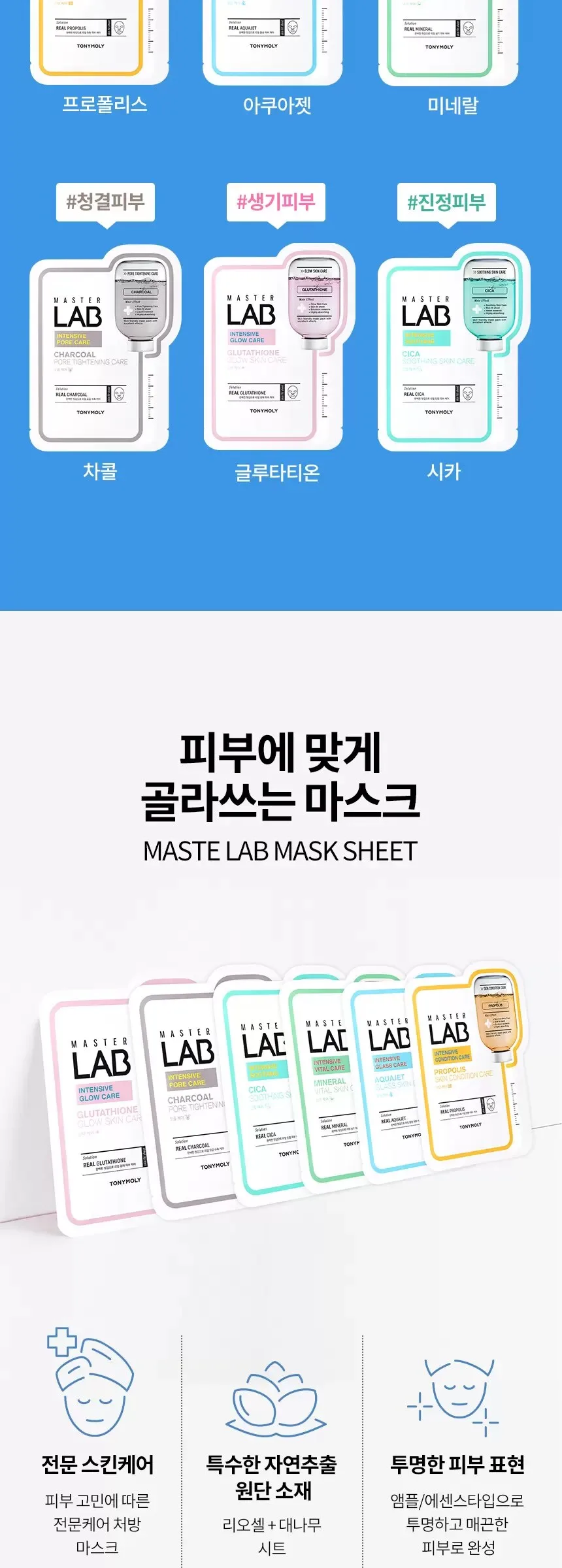 TONY MOLY Master Lab Sheet Mask 19ml x 20ea Detail