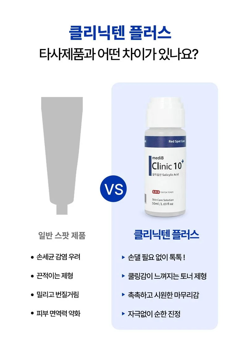 mediB Clinic 10+ Plus Red Spot Care Salicylic Acid Skin Care Solution 50ml 2pcs Detail