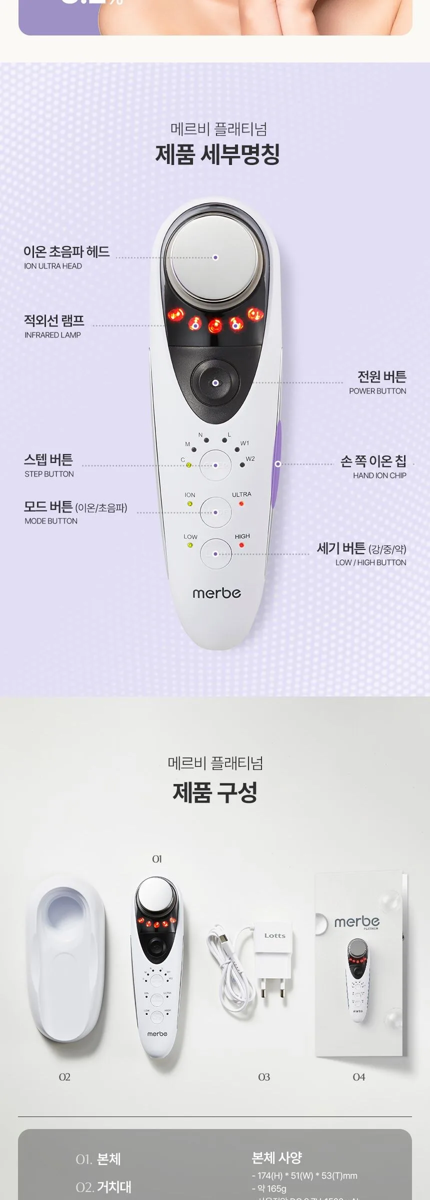 Merbe Platinum Beauty Devices Galvanic Ion + Ultrasonic + Infrared Function Detail