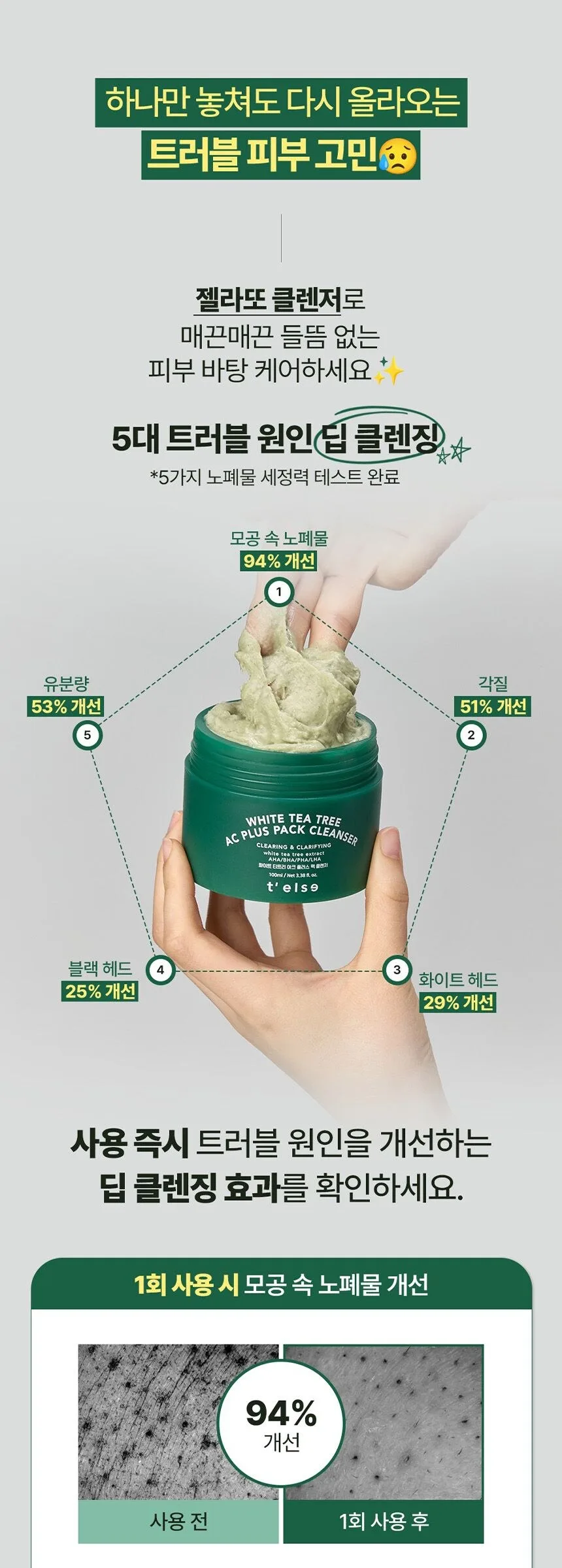 T’ELSE White Tea Tree Arc Plus Pack Cleanser 100ml Detail