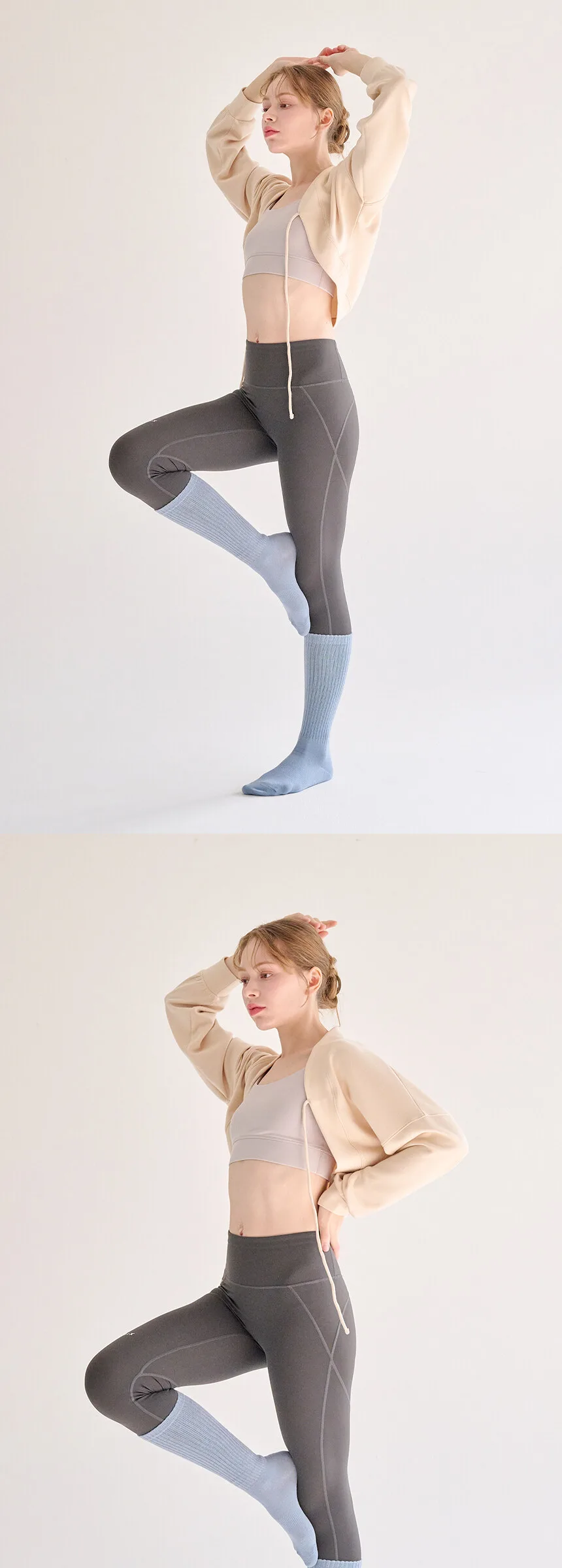 Lululela Non-Slip Yoga Pilates Ribbed Knee Socks 3-Pack Detail