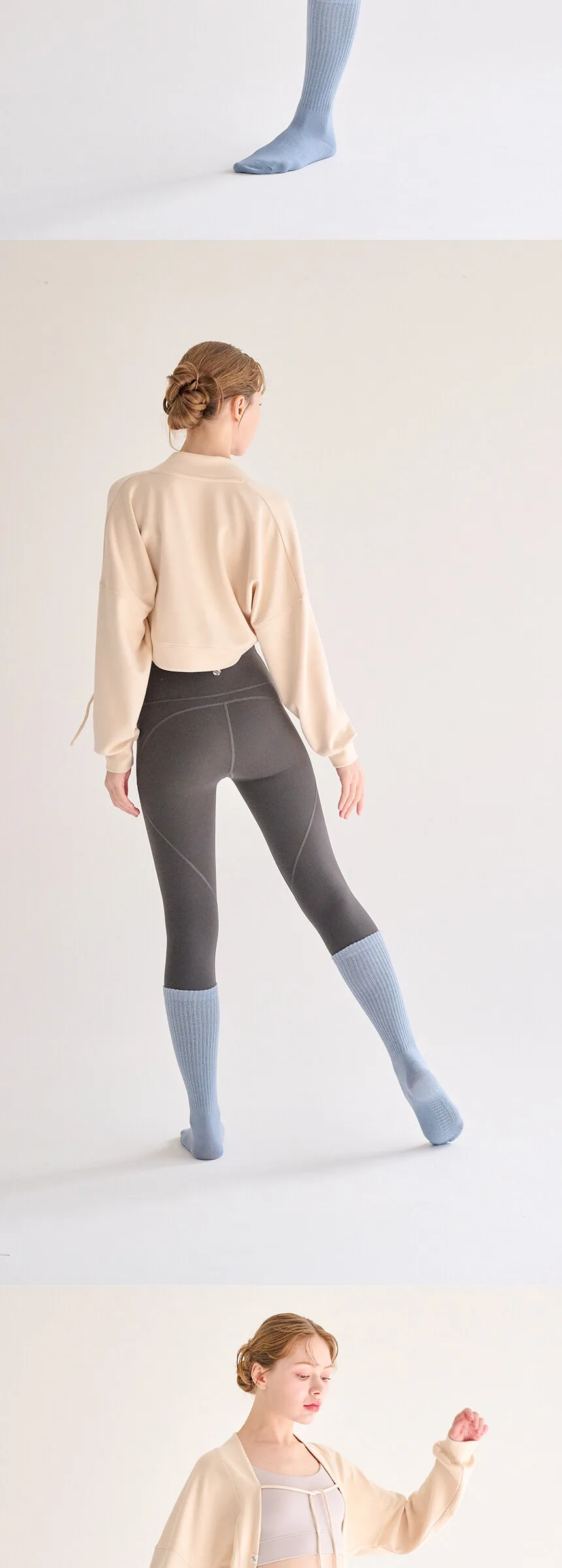 Lululela Non-Slip Yoga Pilates Ribbed Knee Socks 3-Pack Detail