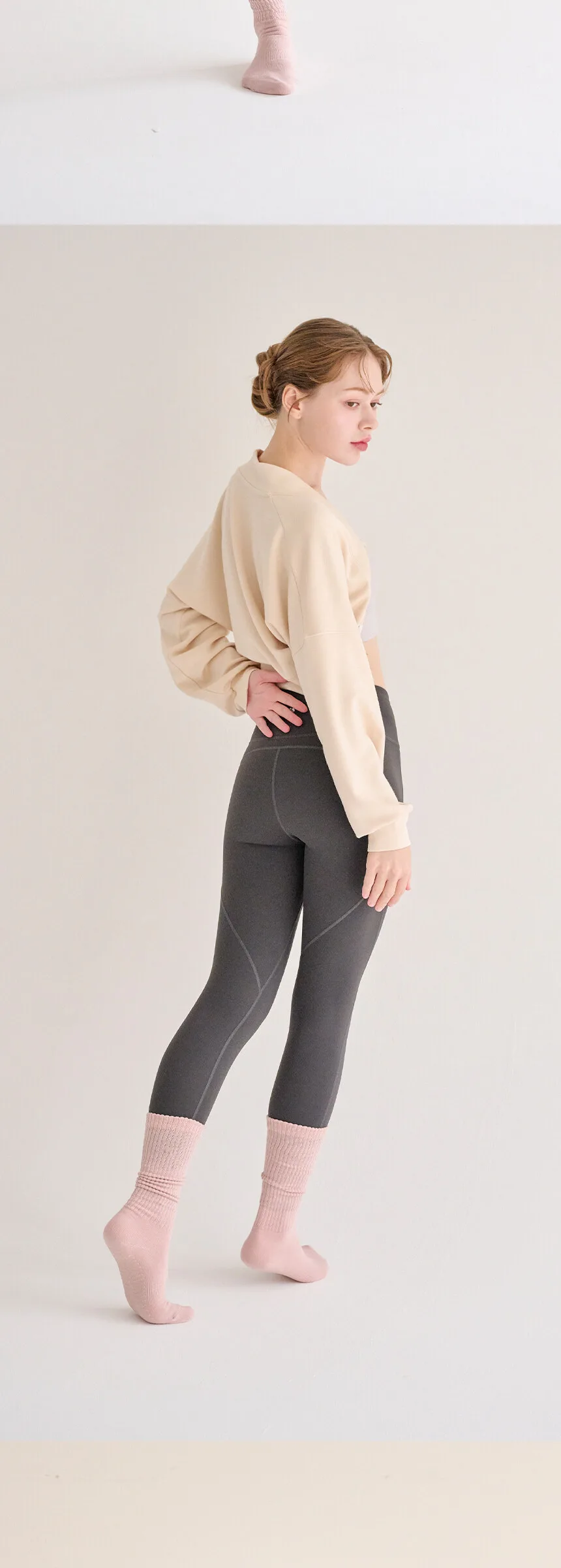 Lululela Non-Slip Yoga Pilates Ribbed Knee Socks 3-Pack Detail