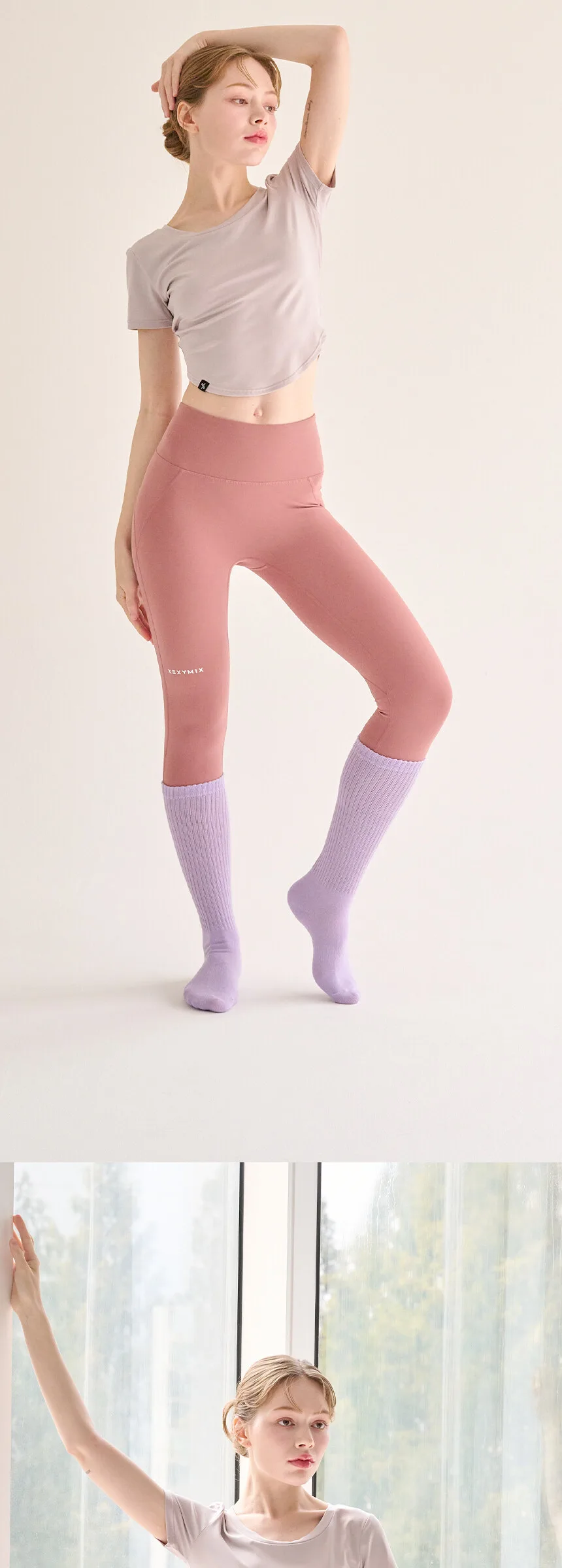 Lululela Non-Slip Yoga Pilates Ribbed Knee Socks 3-Pack Detail