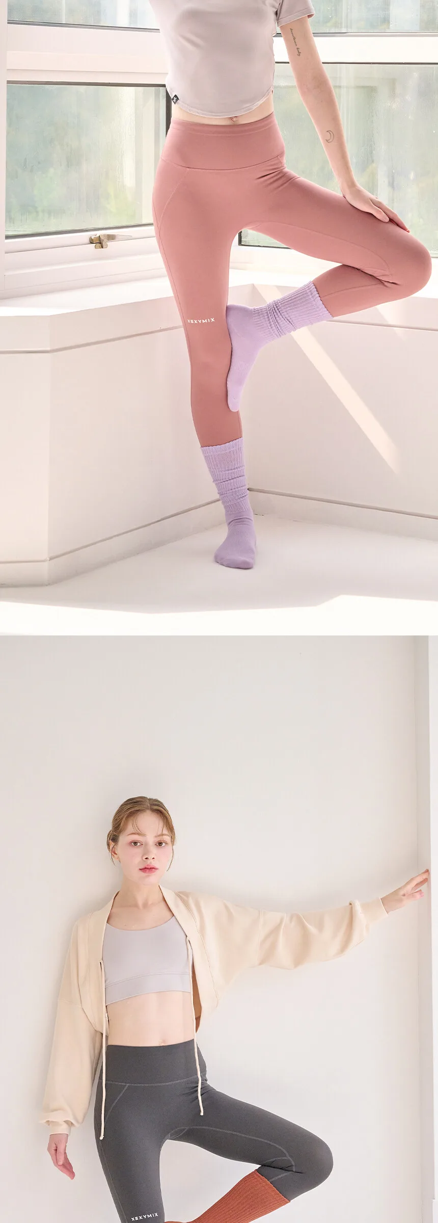 Lululela Non-Slip Yoga Pilates Ribbed Knee Socks 3-Pack Detail