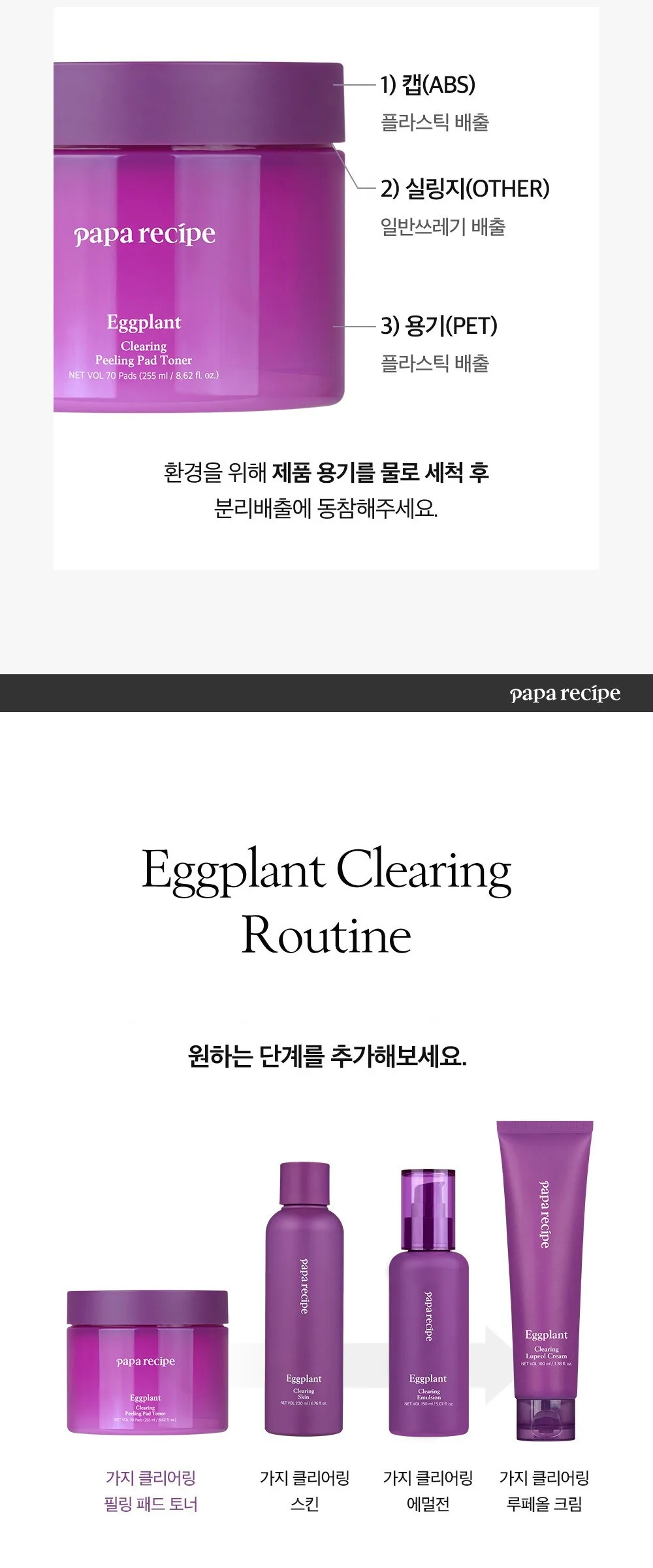 Papa Recipe Eggplant Clearing Peeling Pad Toner 255ml Detail