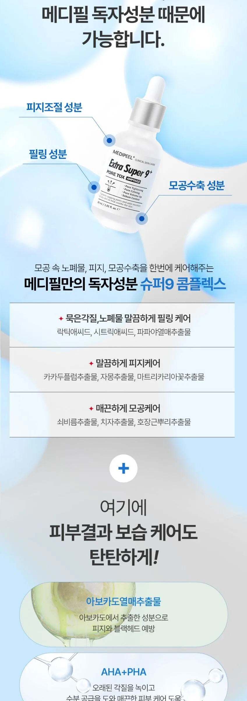 MEDIPEEL Extra Super 9+ Blackhead and Pore Care Set (Solution 250ml+Ampoule 30ml) Detail