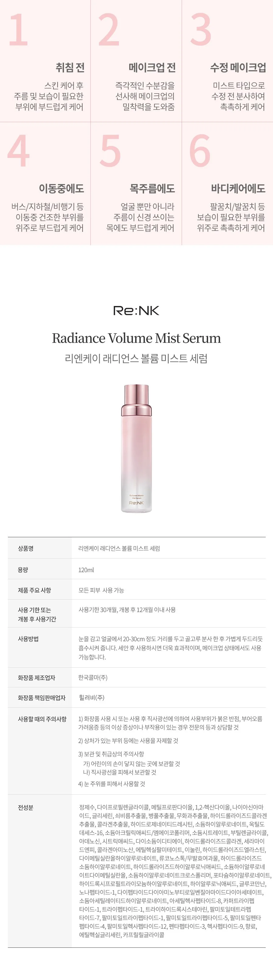 Rienk Pink Radiance Volume Mist Serum, 120ml, 1 Piece Detail