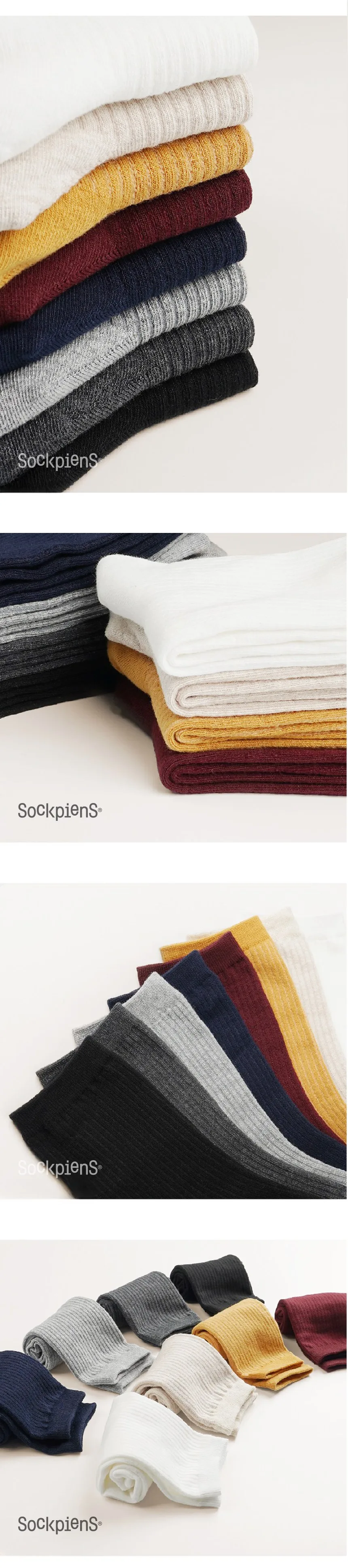 Sakpiens Women's Ankle Slimming Ribbed Mid-Length Socks 8 Pairs Set Detail