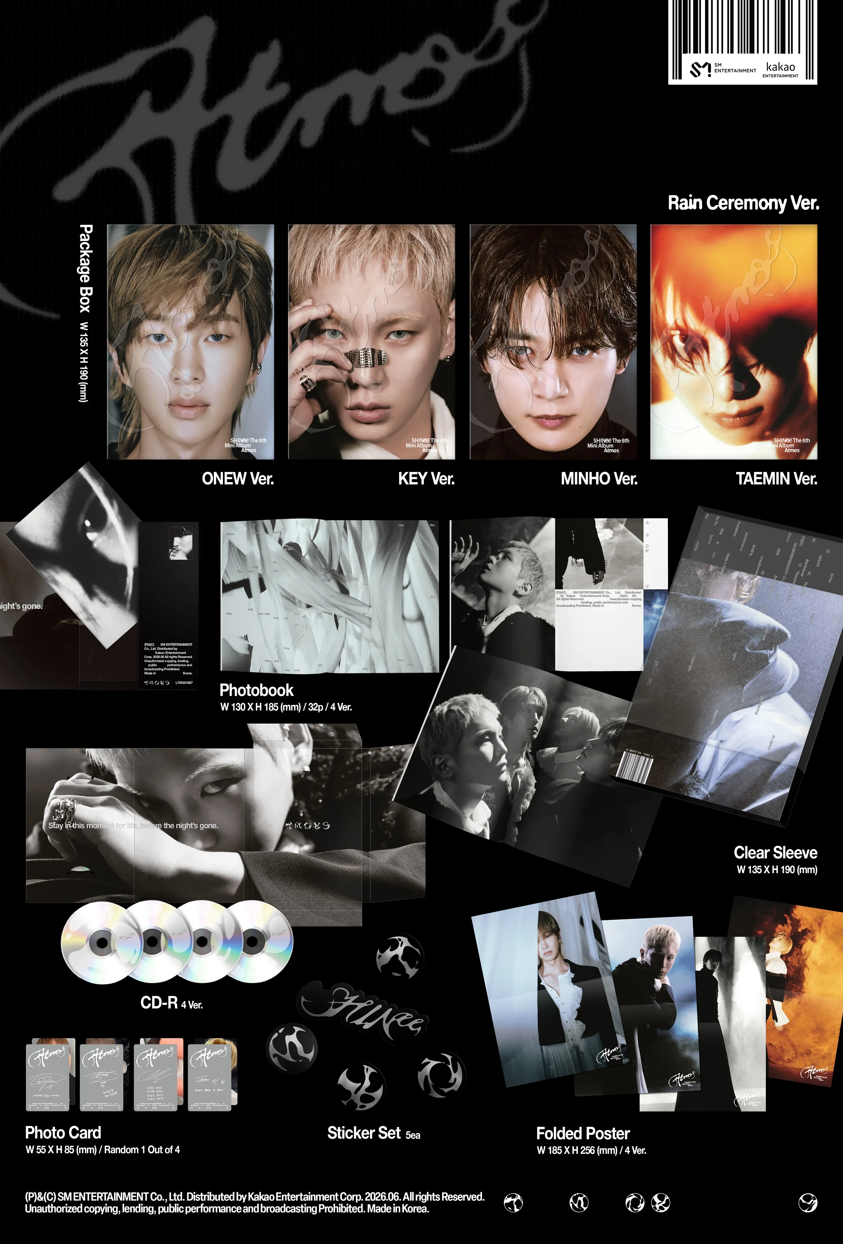 SHINee - Mini Album 6 [Atmos] (RaIn Ceremony Ver.) (KEY Ver.) - SHINee Official Release Detail