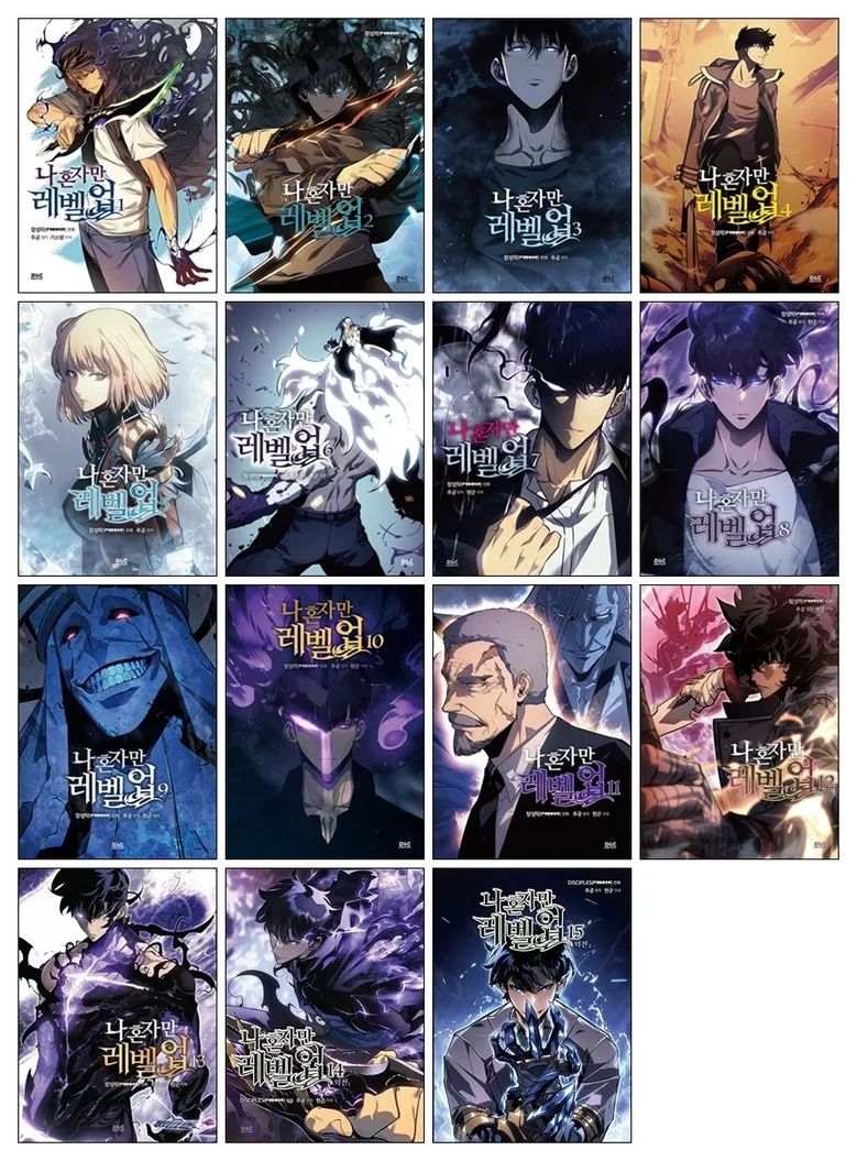 Solo Leveling Comic Book Set Volumes 1-15 with Exclusive Mini Illustration Poster Detail