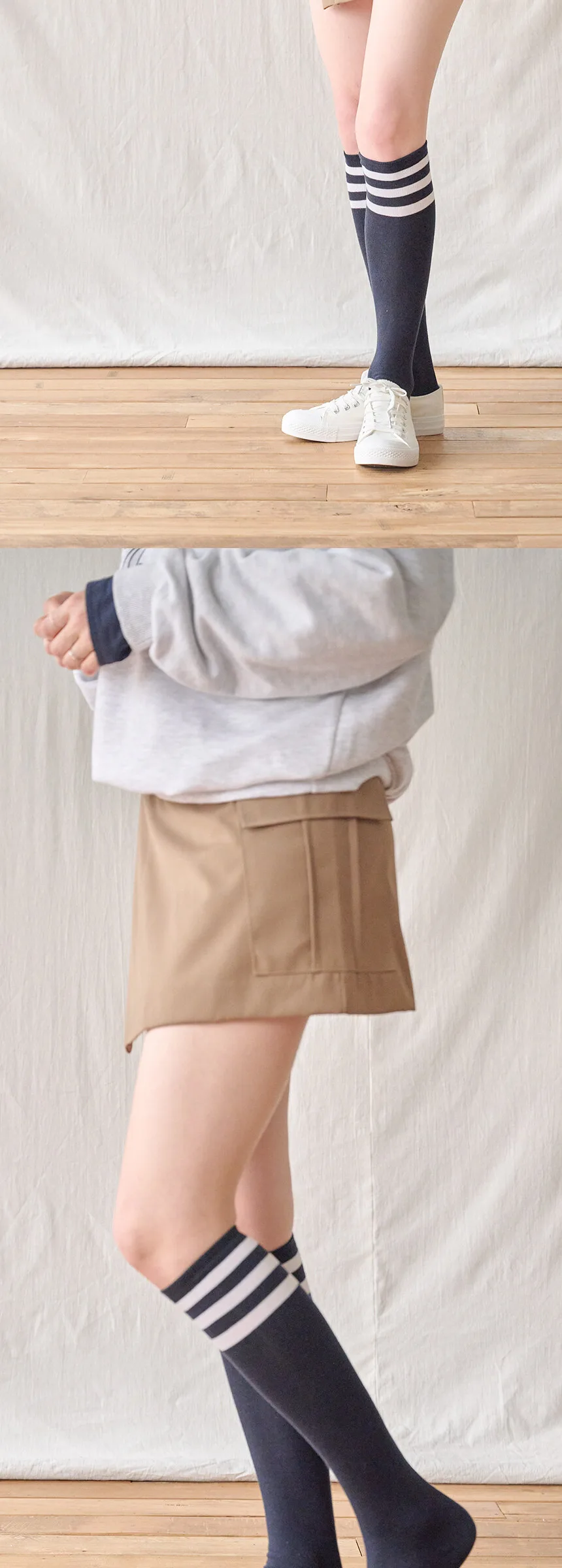 Lululela Basic Three-Stripes Knee Socks 4 Pack Detail