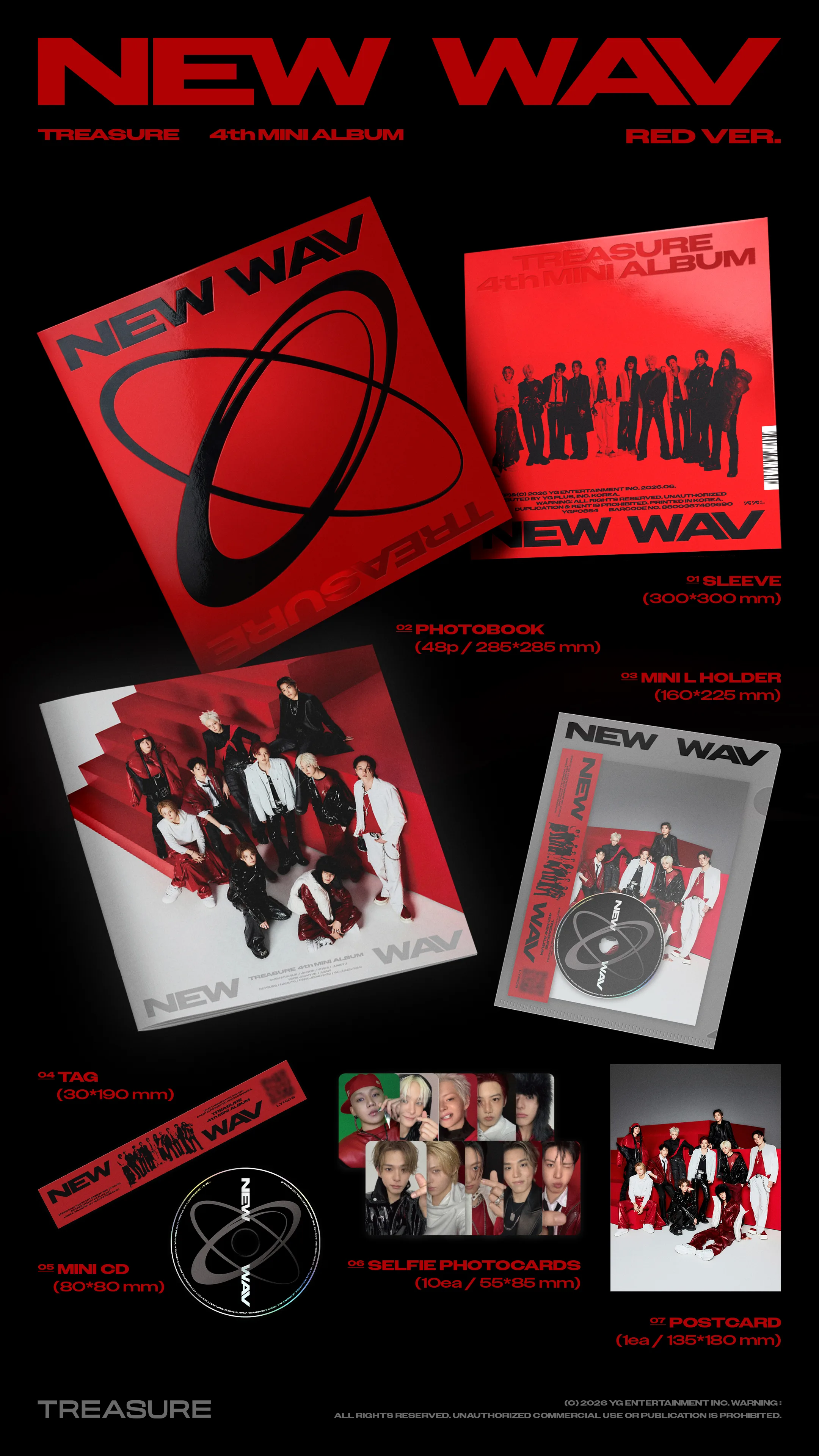 TREASURE 4th MINI ALBUM [NEW WAV] RED/ICE VER. Detail