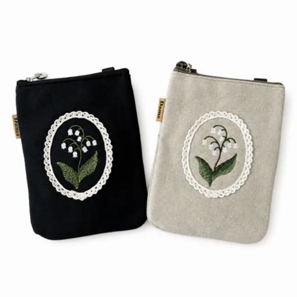 Dams Korean Embroidered Lily of the Valley Phone Bag Mini Crossbody