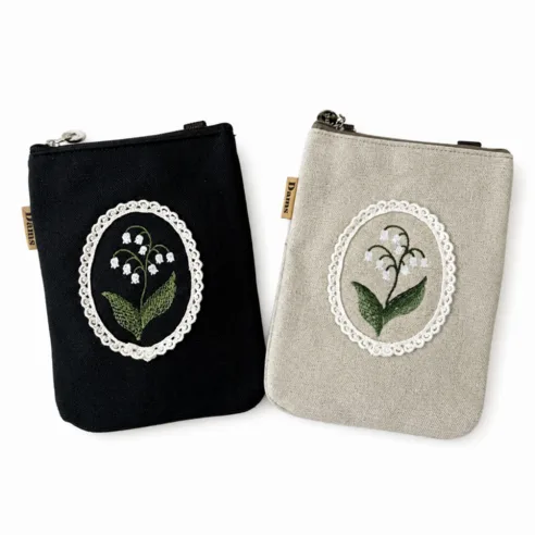 Dams Korean Embroidered Lily of the Valley Phone Bag Mini Crossbody