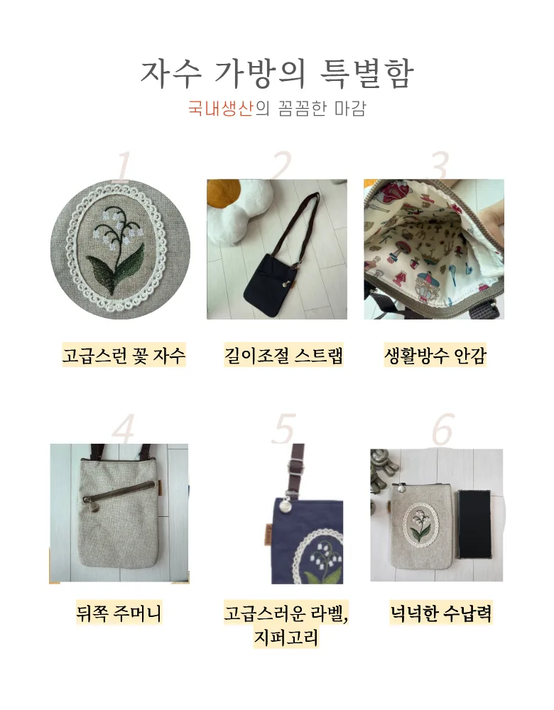 Unknown Brand Korean Embroidered Lily of the Valley Phone Bag Mini Crossbody Detail