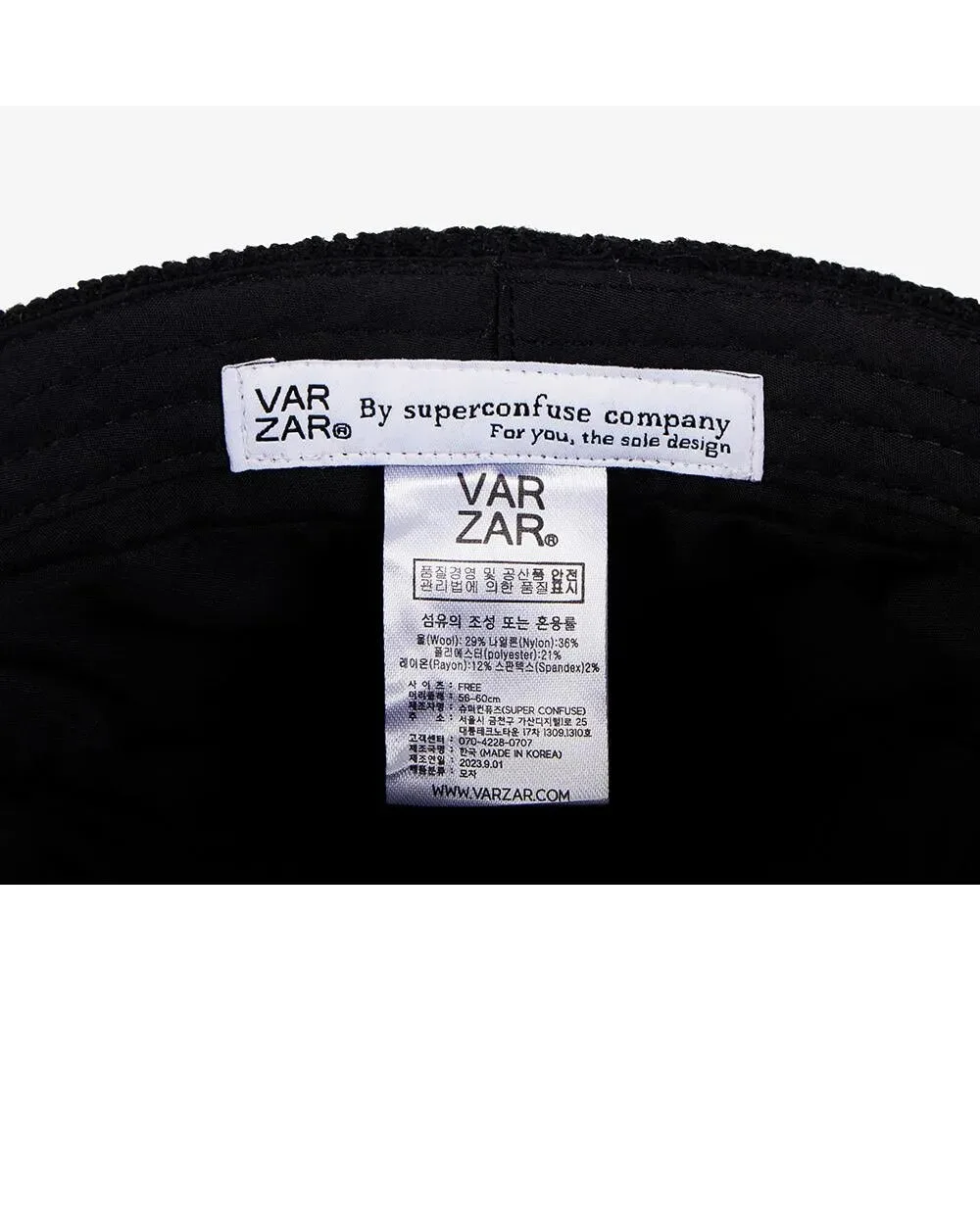 VARZAR VA Square Stud Wool Madoros Cap Black Detail