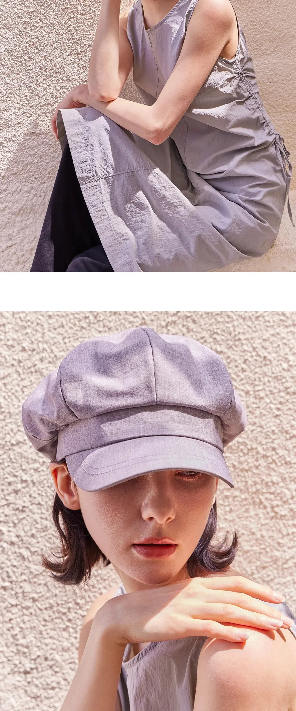 VARZAR VA Stud Newsboy Cap Gray Detail