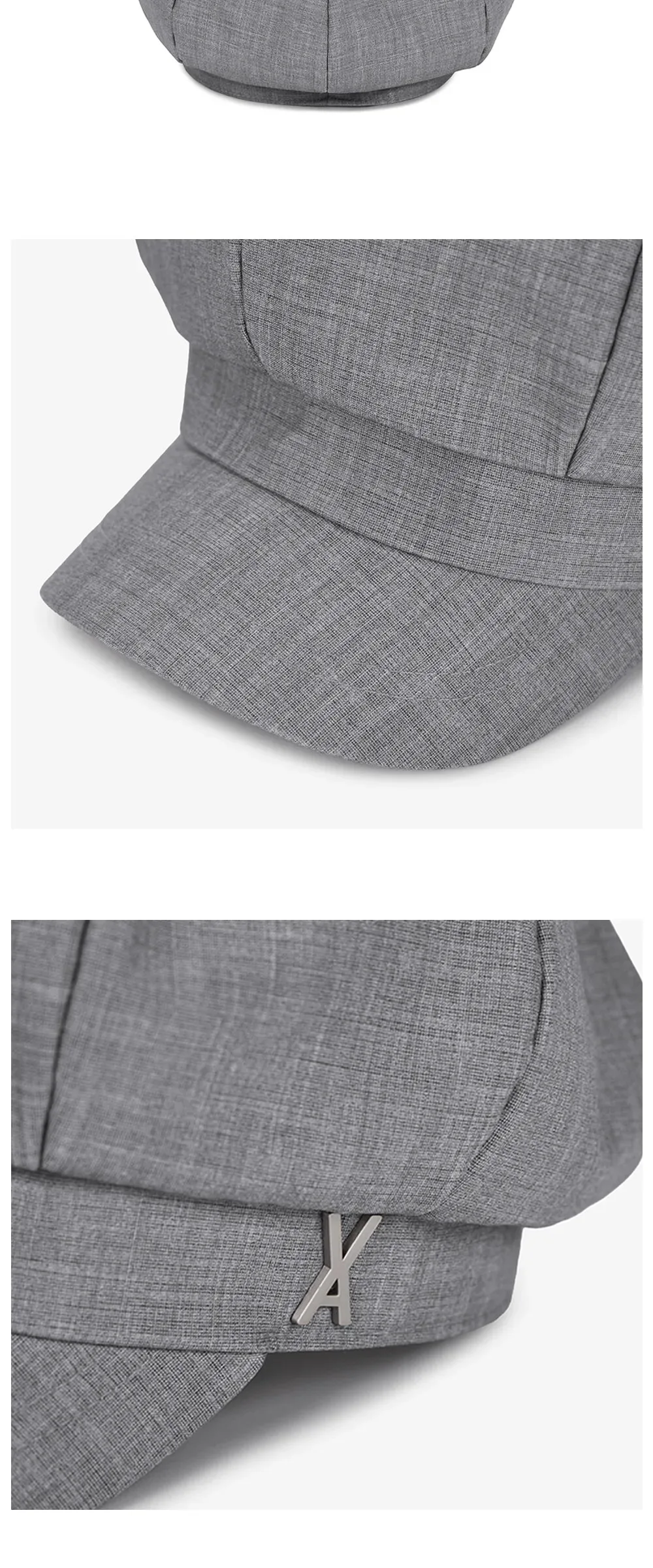 VARZAR VA Stud Newsboy Cap Gray Detail