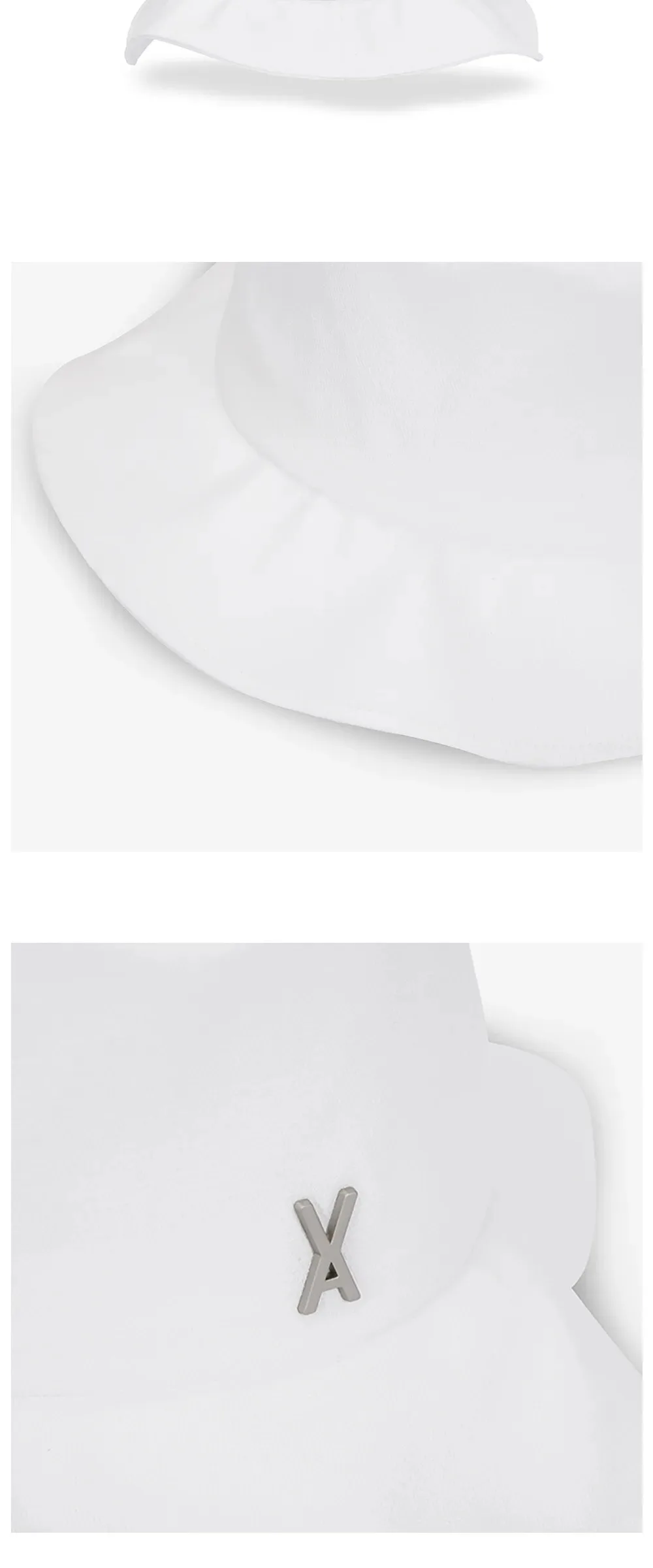 VARZAR VA Stud Frill Bucket Hat White Detail