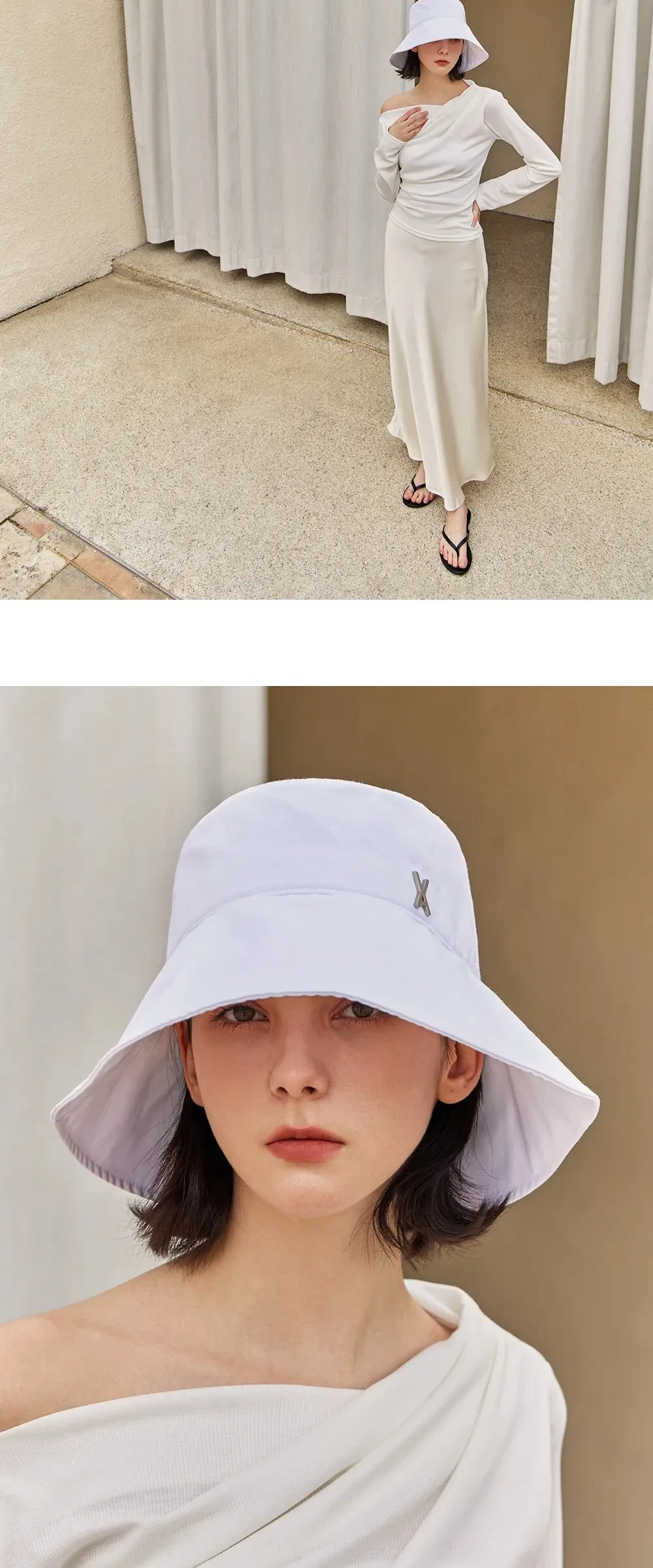 VARZAR VA Stud Solarshield Bucket Hat White Detail