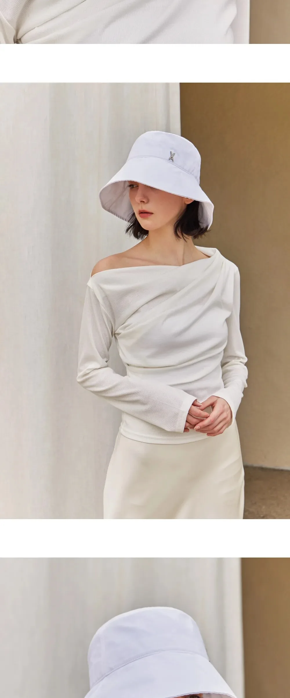 VARZAR VA Stud Solarshield Bucket Hat White Detail