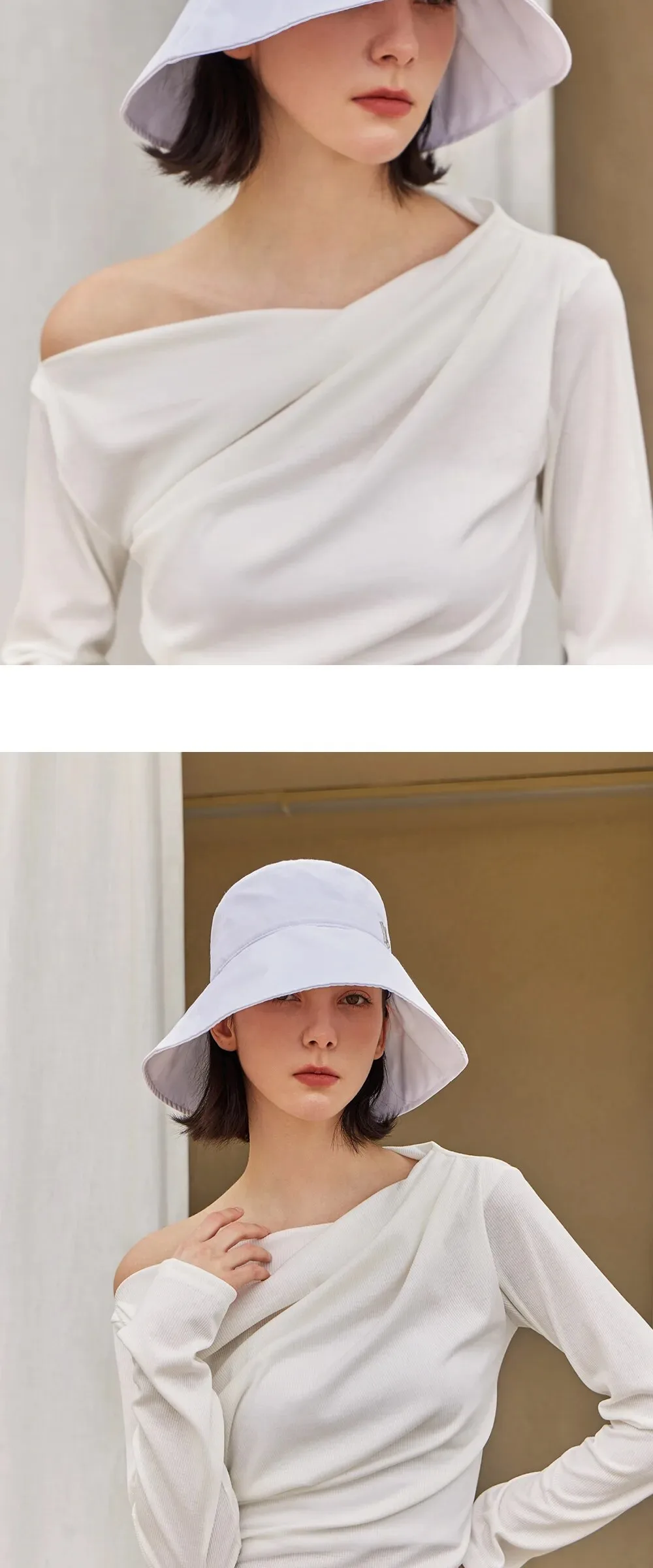 VARZAR VA Stud Solarshield Bucket Hat White Detail