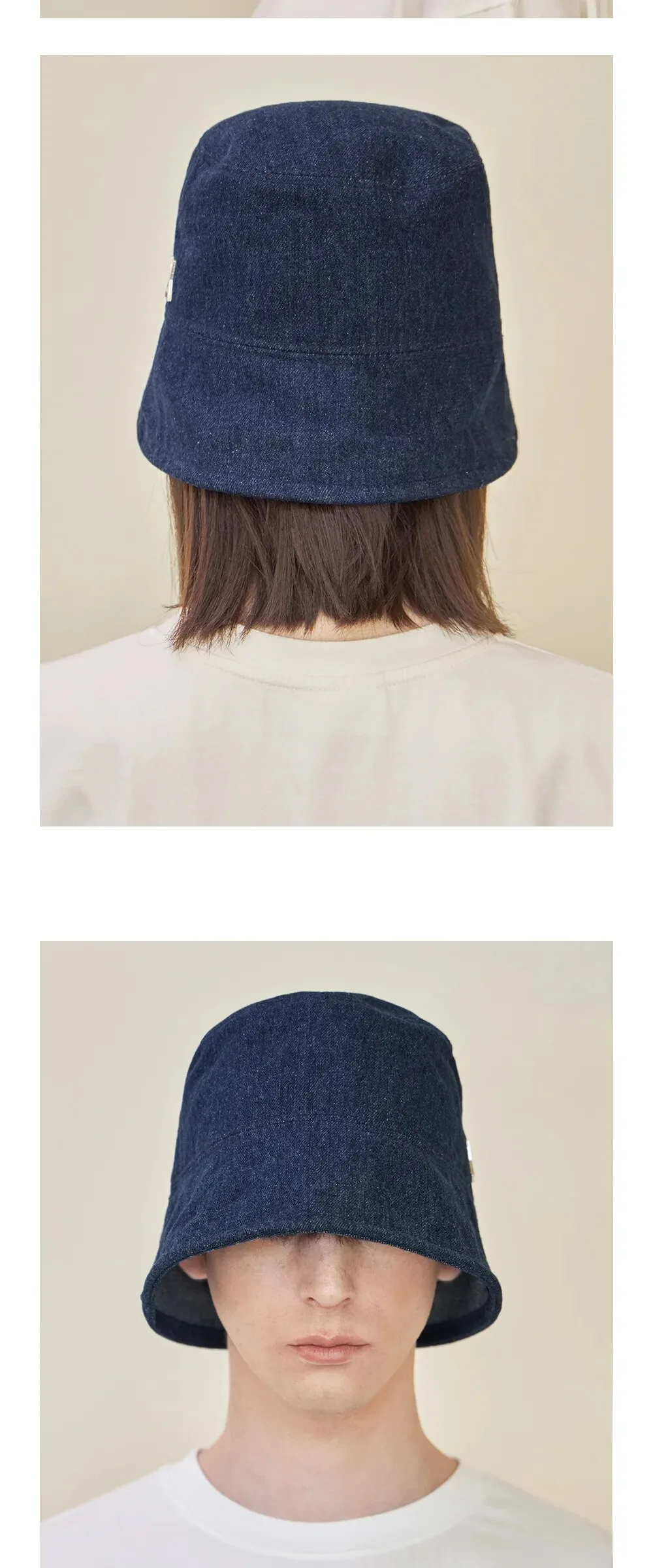 VARZAR VA Stud Non-Washing Denim Drop Bucket Hat Indigo Detail