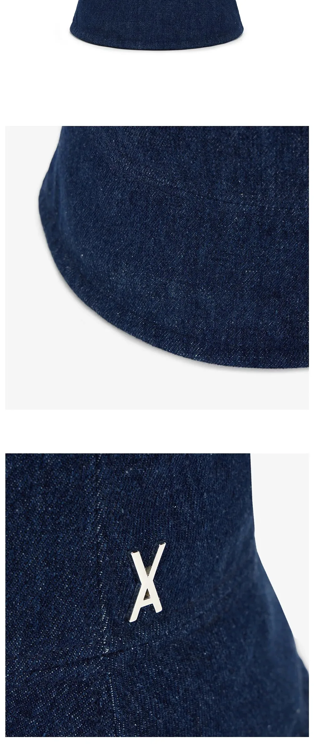 VARZAR VA Stud Non-Washing Denim Drop Bucket Hat Indigo Detail