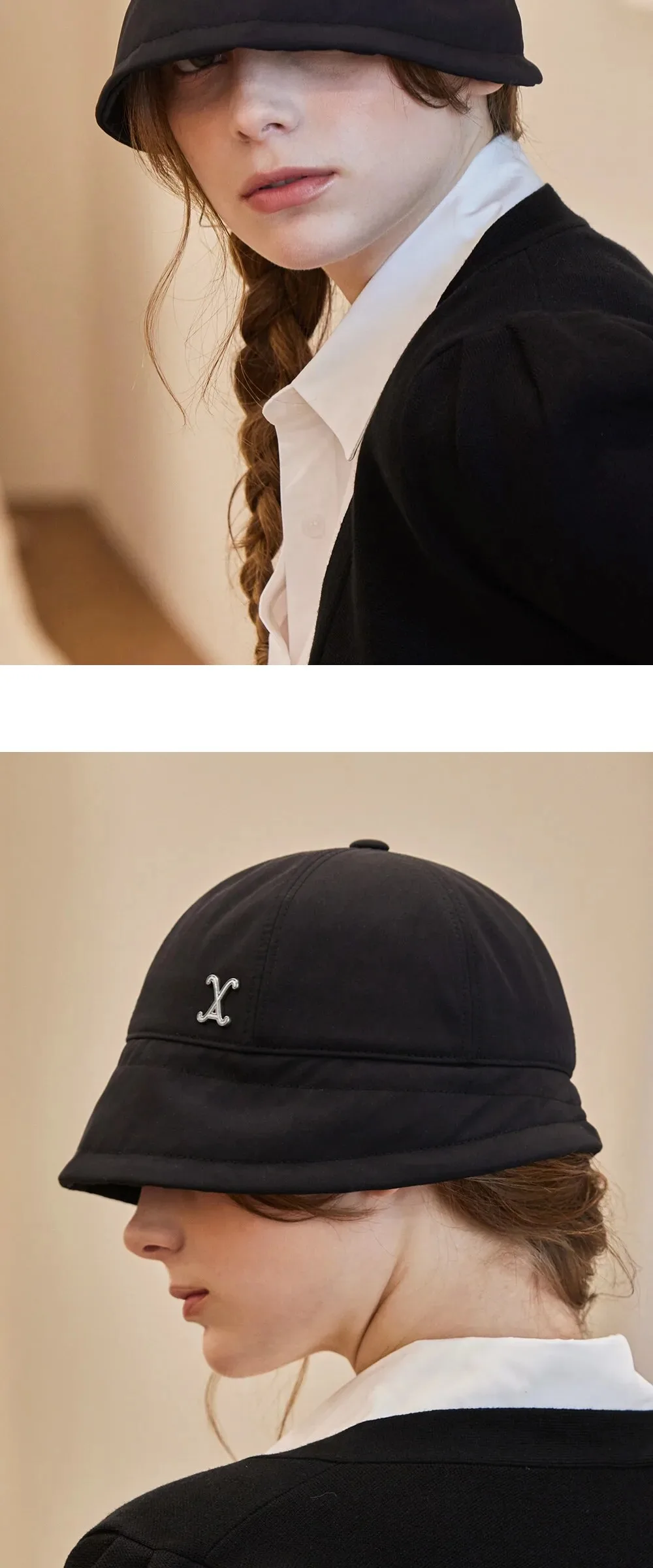 VARZAR VA Curved Stud Nylon Bonnet Hat Black Detail