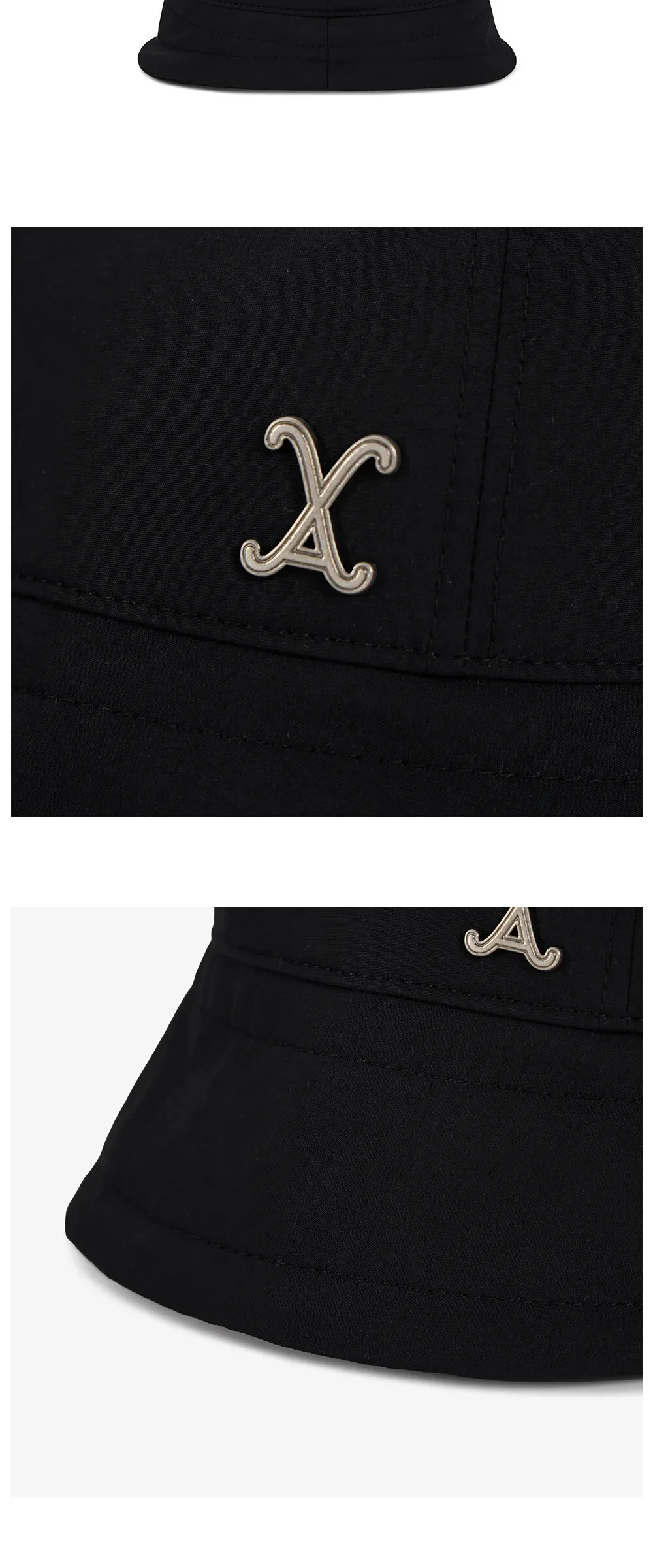 VARZAR VA Curved Stud Nylon Bonnet Hat Black Detail