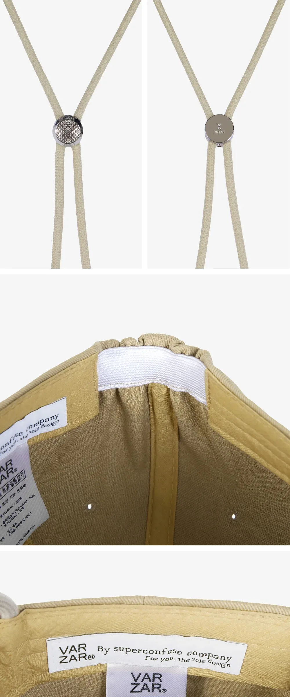 VARZAR VA Stud Safari Ball Cap Cream Detail